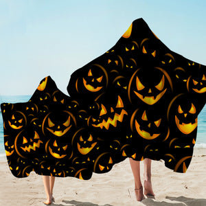 Pumpkin Faces Halloween Hooded Towel