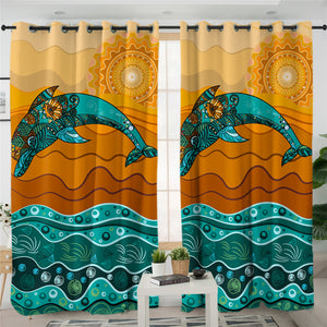 Stylized Dolphin 2 Panel Curtains