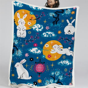 Moon Festival Themed Sherpa Fleece Blanket