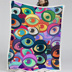 Funny Eyes Sherpa Fleece Blanket