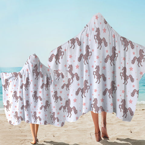 Image of Prancing Unicorn Starry Tan Hooded Towel