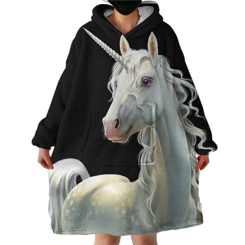 Image of White Unicorn SWLF0037 Hoodie Wearable Blanket