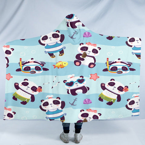 Image of Panda Cubs SW1762 Hooded Blanket
