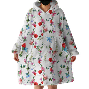 Red Flowers SWLF2321 Hoodie Wearable Blanket