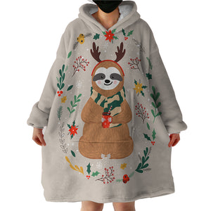 Xmas Sloth SWLF2237 Hoodie Wearable Blanket