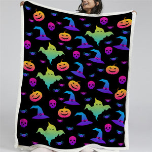 Halloween Pattern Sherpa Fleece Blanket - Beddingify