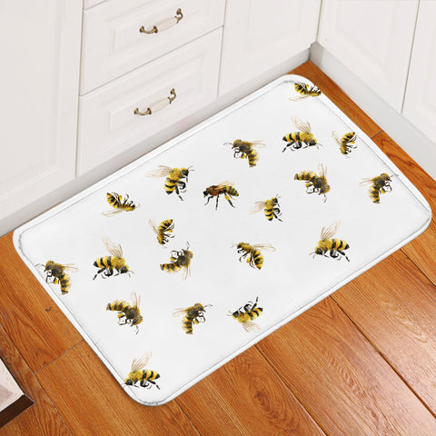 Image of Bee Patterns White Door Mat