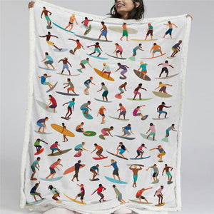 Surfing Themed Sherpa Fleece Blanket - Beddingify