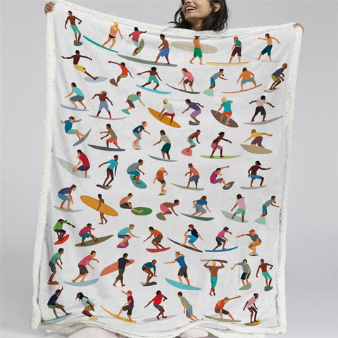 Image of Surfing Themed Sherpa Fleece Blanket - Beddingify