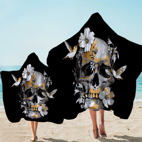 Image of Humming Birds Skull Hooded Towel