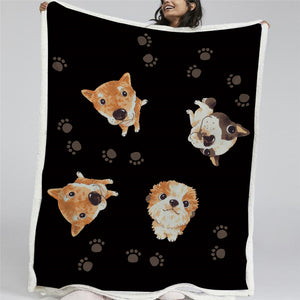 Adorable Dogs Sherpa Fleece Blanket - Beddingify
