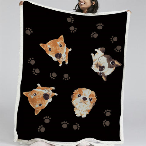 Image of Adorable Dogs Sherpa Fleece Blanket - Beddingify