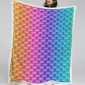 Translucent Fishscale Patterns Sherpa Fleece Blanket