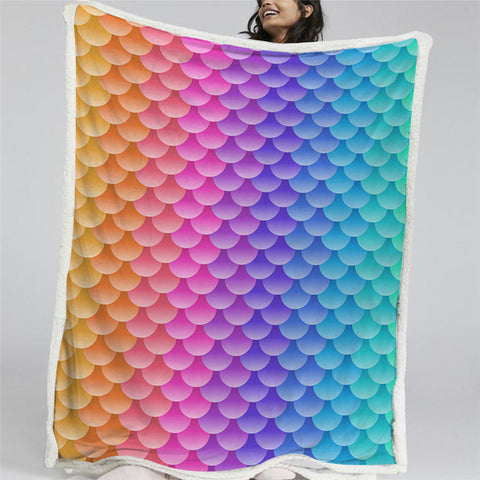 Image of Translucent Fishscale Patterns Sherpa Fleece Blanket