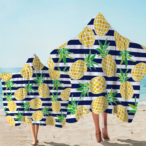 Image of Pineapple Patters Stripes Hooded Towel