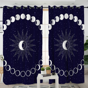 Moon & Sun Cosmic Themed 2 Panel Curtains