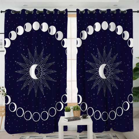 Image of Moon & Sun Cosmic Themed 2 Panel Curtains