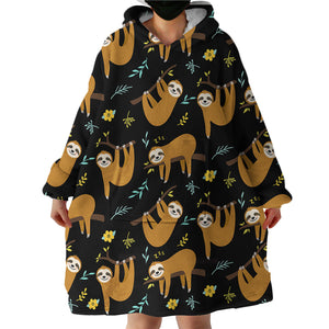 Sloth Patterns SWLF0754 Hoodie Wearable Blanket