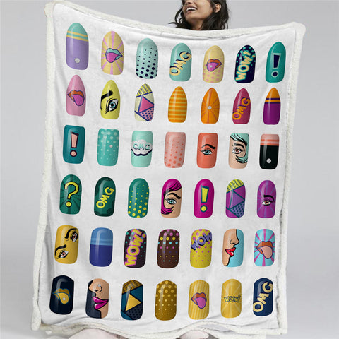 Image of Nails Themed Sherpa Fleece Blanket