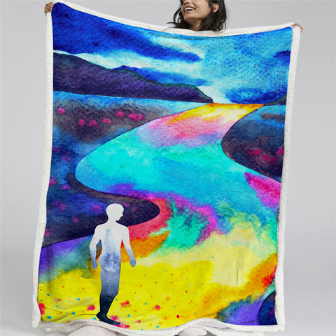 Image of Watercolor Art Themed Sherpa Fleece Blanket - Beddingify