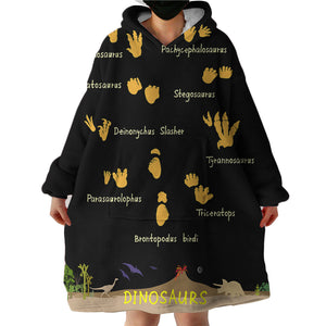 Dino Footprints SWLF2783 Hoodie Wearable Blanket