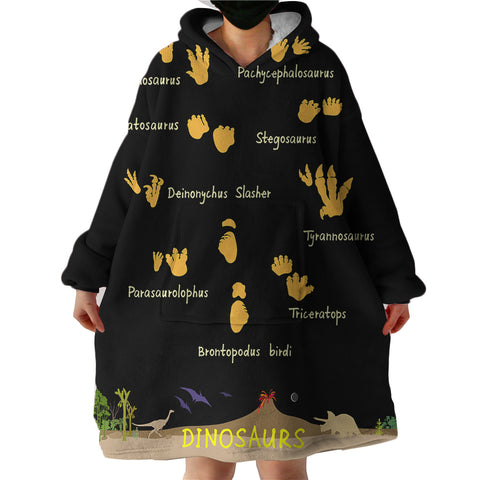 Image of Dino Footprints SWLF2783 Hoodie Wearable Blanket