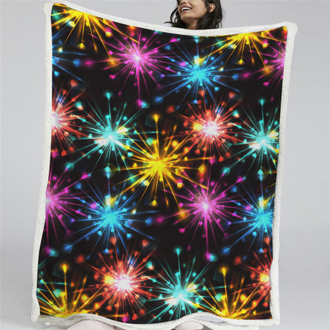 Image of Fireworks Flare Sherpa Fleece Blanket