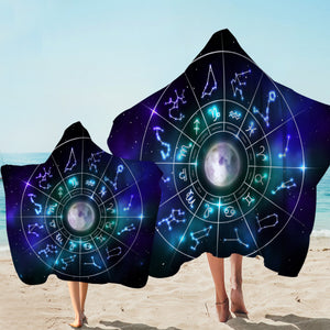 Zodiac Signs Space Hooded Towel