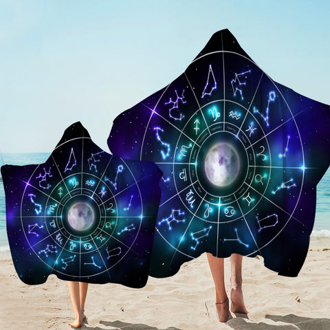 Image of Zodiac Signs Space Hooded Towel