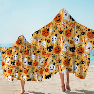 Cute Halloween Decoration Orange Hooded Towel