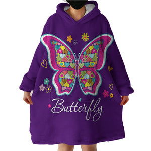 Butterfly Purple SWLF2487 Hoodie Wearable Blanket
