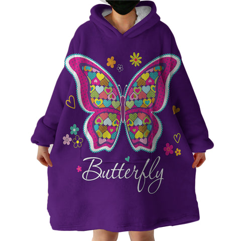 Image of Butterfly Purple SWLF2487 Hoodie Wearable Blanket