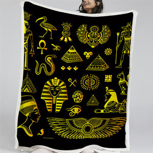 Ancient Egyptian Sherpa Fleece Blanket