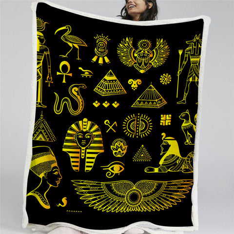 Image of Ancient Egyptian Sherpa Fleece Blanket