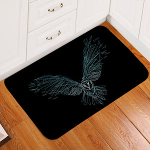 Broken Crystallized Owl Black Door Mat