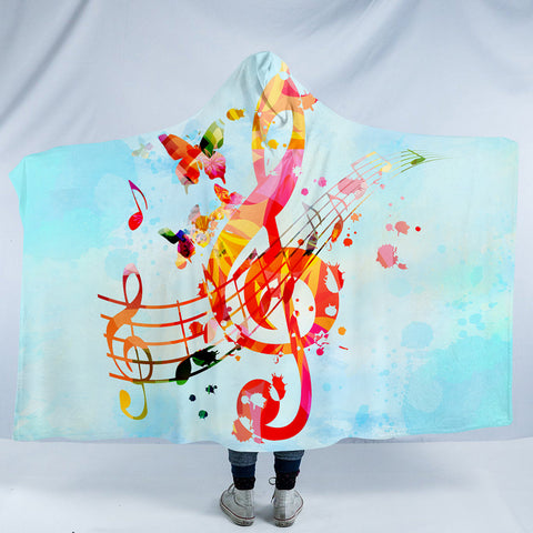 Image of Colorful Treble Clef SW1507 Hooded Blanket