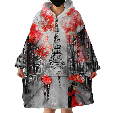 Image of Rainy Paris SWLF1389 Hoodie Wearable Blanket