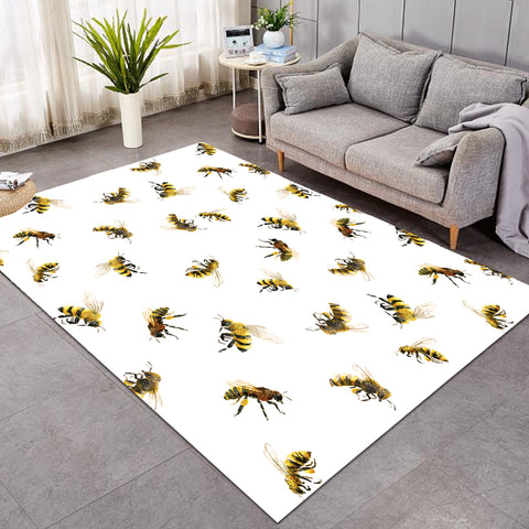 Image of Bee Patterns White SW0860 Rug