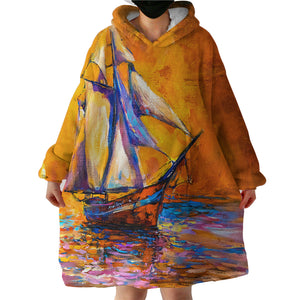 Painted Boat SWLF2229 Hoodie Wearable Blanket