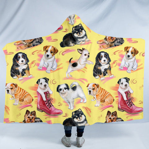 Image of Puppy Patterns SW1497 Hooded Blanket