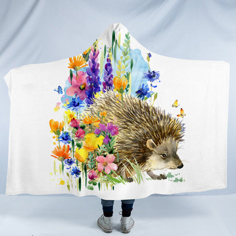 Image of Flower Hedgehog SW1121 Hooded Blanket