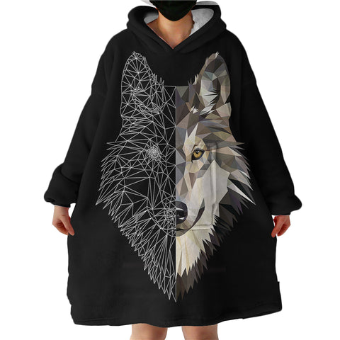 Image of Geometric Wolf SWLF0068 Hoodie Wearable Blanket