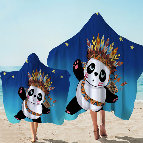 Image of Tribal Panda Cub Starry Hooded Towel