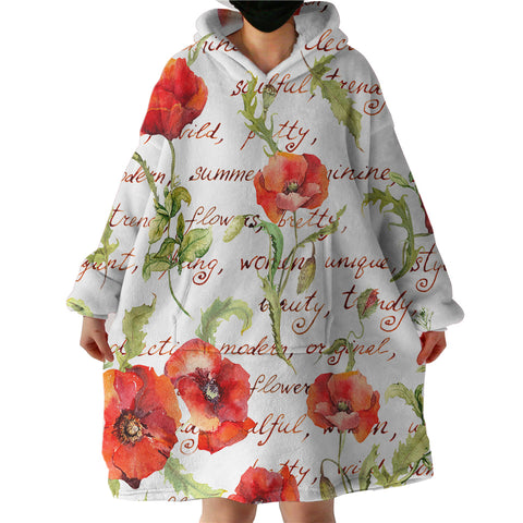 Image of Red Poppies SWLF2332 Hoodie Wearable Blanket