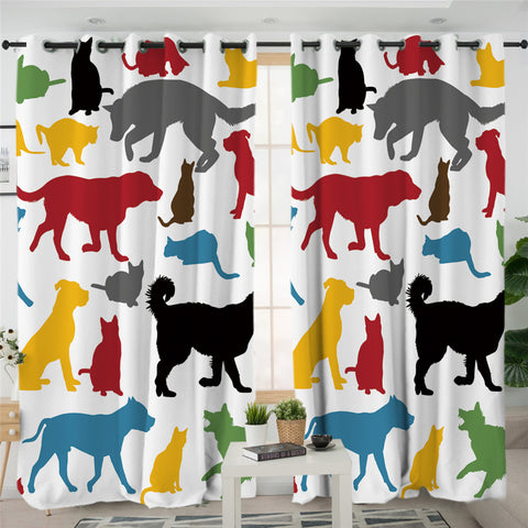 Image of Animal Shapes White 2 Panel Curtains