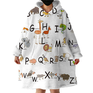 Cartooned Animal Alphabet SWLF0498 Hoodie Wearable Blanket