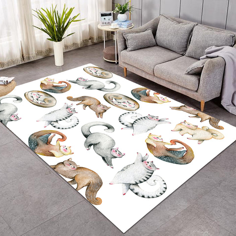 Image of Fat Cat Patterns White SW1556 Rug