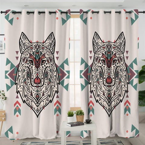 Image of Textile Wolf Pastel 2 Panel Curtains