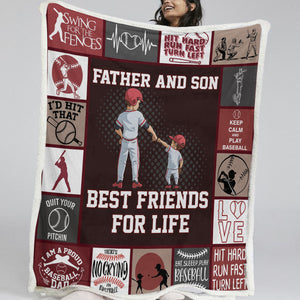 Baseball Father And Son Best Friends For Life Fleece Blanket SWMT9756