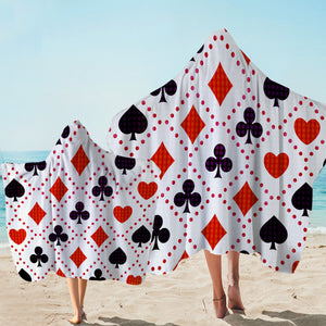 Card Suits Dotted Diamonds Hooded Towel